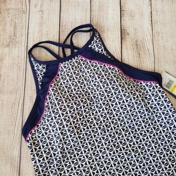 JAG High Neck Criss Cross Back Tankini Sports Top Tennis Swim Athletic Medium - Picture 4 of 11